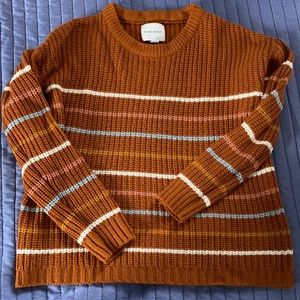 Cute Size S Pink Rose striped crew neck sweater.